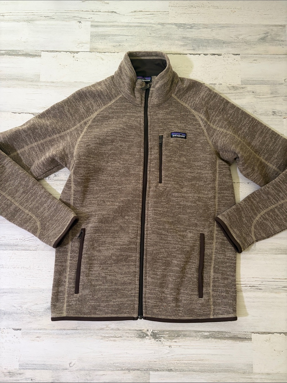 Patagonia Heathered Brown Full-Zip Fleece Jacket Size Medium